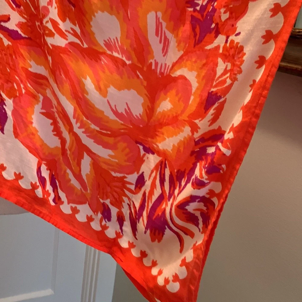 Orange Purple Summer Tropical Hawaiian Floral Poncho Top Missy O/S fits most - Picture 6 of 8